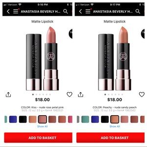 Anastasia Matte Lipsticks Peachy and Kiss